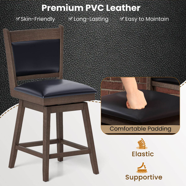 25" Rubber Wood Swivel Bar Stools (Set of 2) product image