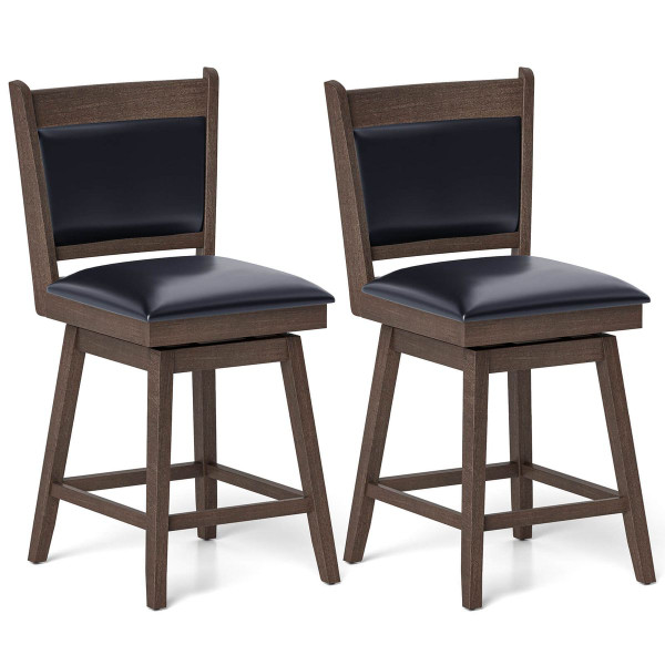 25" Rubber Wood Swivel Bar Stools (Set of 2) product image