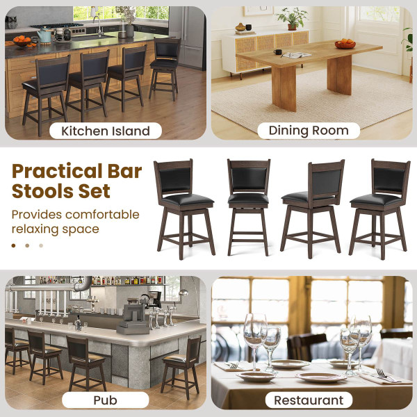 25" Rubber Wood Swivel Bar Stools (Set of 2) product image