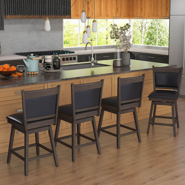 25" Rubber Wood Swivel Bar Stools (Set of 2) product image
