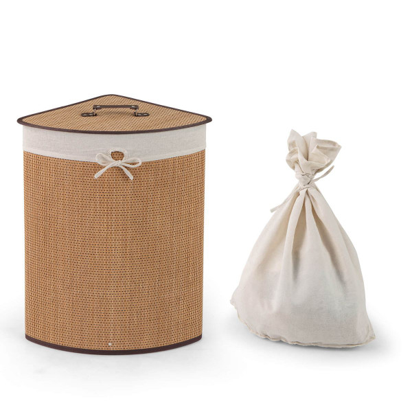Bamboo Hamper Corner Laundry Basket  product image