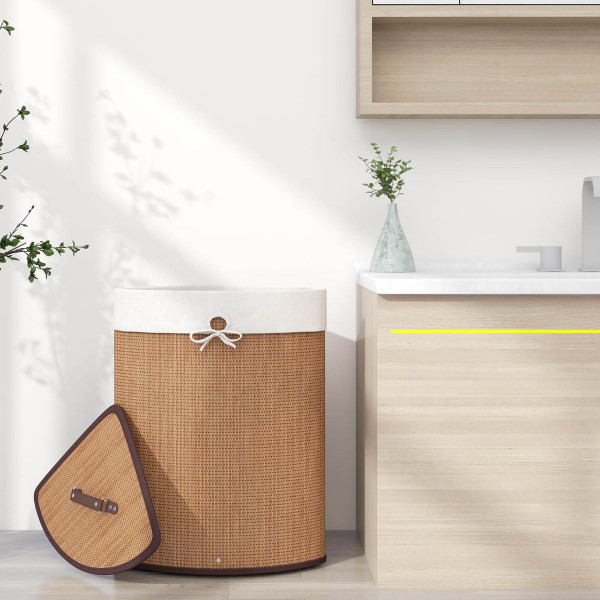 Bamboo Hamper Corner Laundry Basket  product image