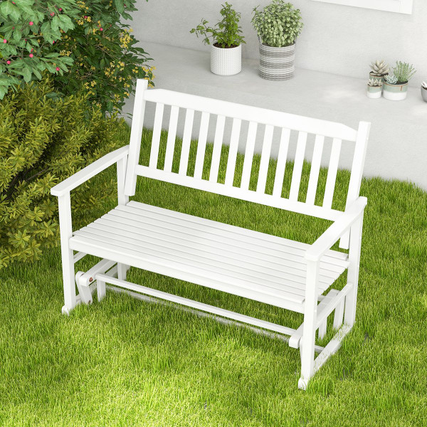 2-Seat Outdoor Glider Bench with Armrests and Slatted Seat product image