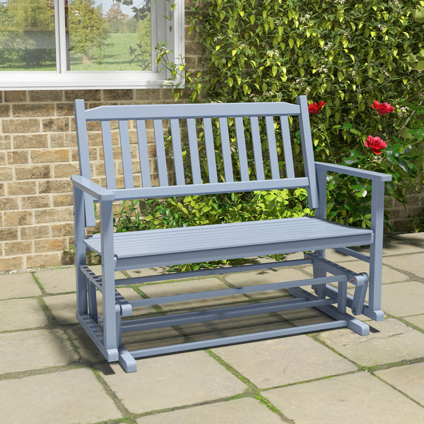 2-Seat Outdoor Glider Bench with Armrests and Slatted Seat product image