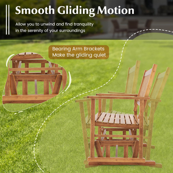 2-Seat Outdoor Glider Bench with Armrests and Slatted Seat product image