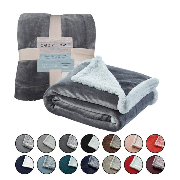 Zakary Flannel Reversible Heathered Sherpa Throw Blanket product image