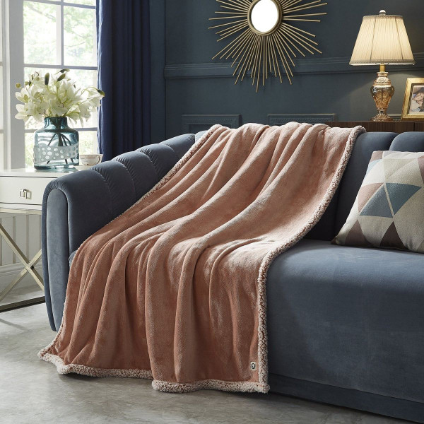 Zakary Flannel Reversible Heathered Sherpa Throw Blanket product image