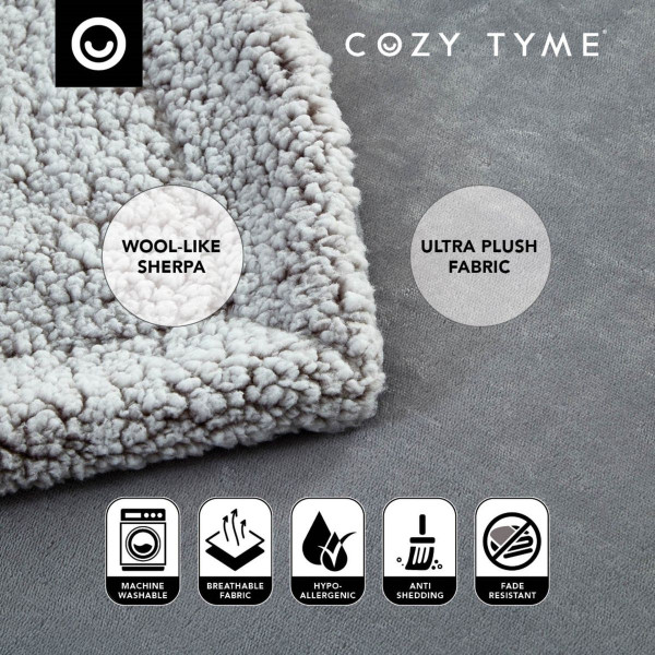 Zakary Flannel Reversible Heathered Sherpa Throw Blanket product image