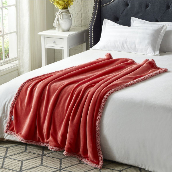 Zakary Flannel Reversible Heathered Sherpa Throw Blanket product image