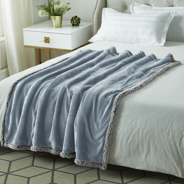 Zakary Flannel Reversible Heathered Sherpa Throw Blanket product image