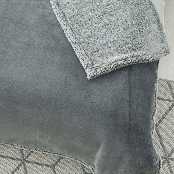 Zakary Flannel Reversible Heathered Sherpa Throw Blanket product image