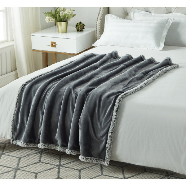 Zakary Flannel Reversible Heathered Sherpa Throw Blanket product image
