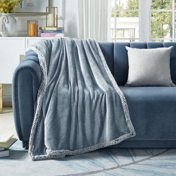 Zakary Flannel Reversible Heathered Sherpa Throw Blanket product image
