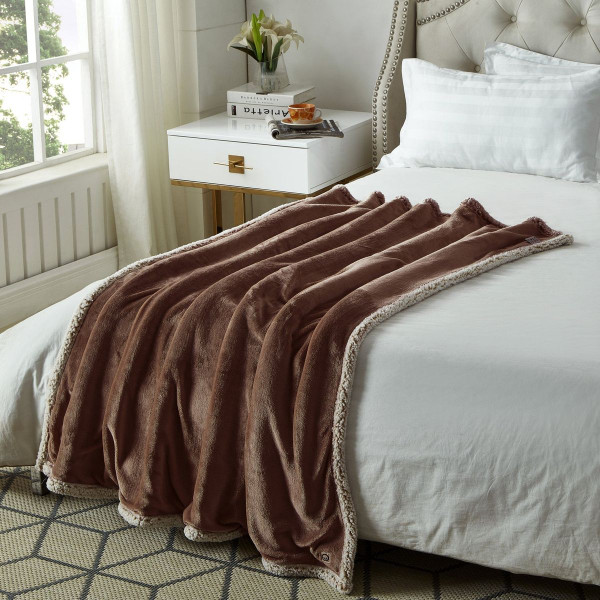 Zakary Flannel Reversible Heathered Sherpa Throw Blanket product image