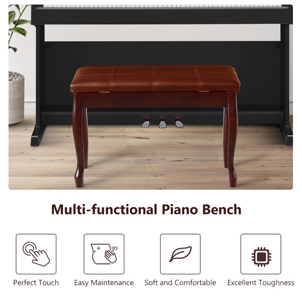 Solid Wood Piano Bench with PU Leather Seat  product image