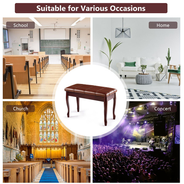 Solid Wood Piano Bench with PU Leather Seat  product image
