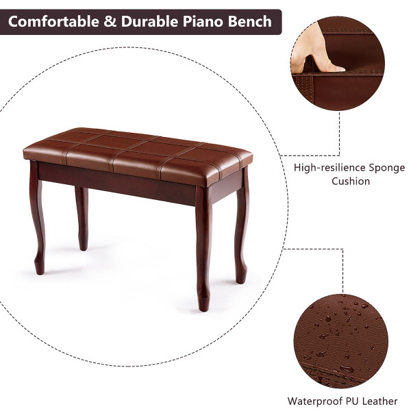 Solid Wood Piano Bench with PU Leather Seat  product image