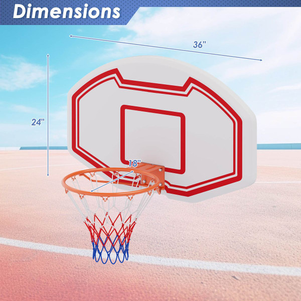 36" x 24" Wall Mounted Basketball Hoop with  Shatter-Proof Backboard product image