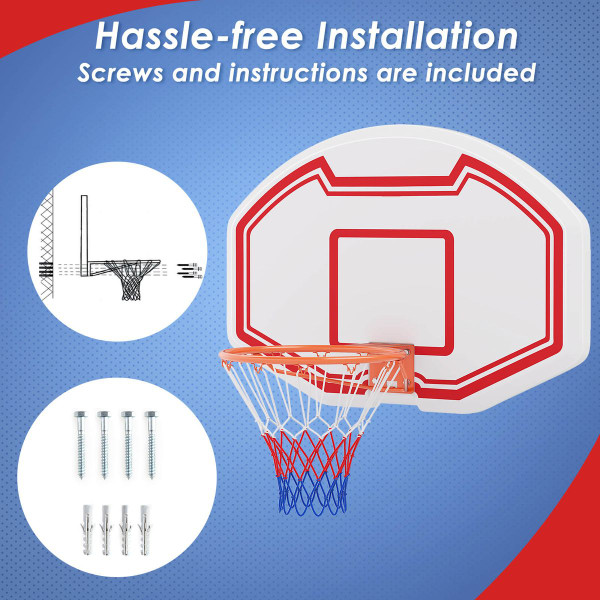 36" x 24" Wall Mounted Basketball Hoop with  Shatter-Proof Backboard product image