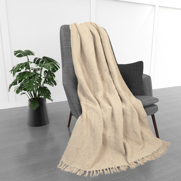 Kathy Ireland Oversized Chenille Polyester Fringed Throw Blanket product image