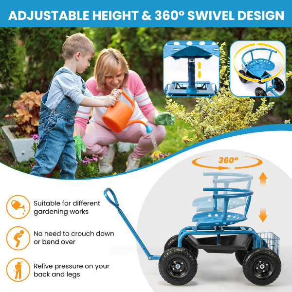 Adjustable Rolling Scooter with Swivel Seat product image