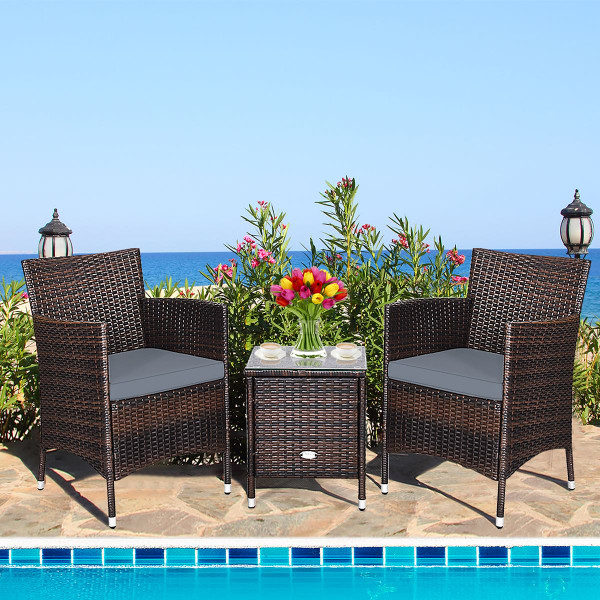 3-Piece Outdoor PE Rattan Wicker Furniture Set product image