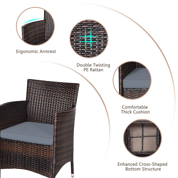 3-Piece Outdoor PE Rattan Wicker Furniture Set product image