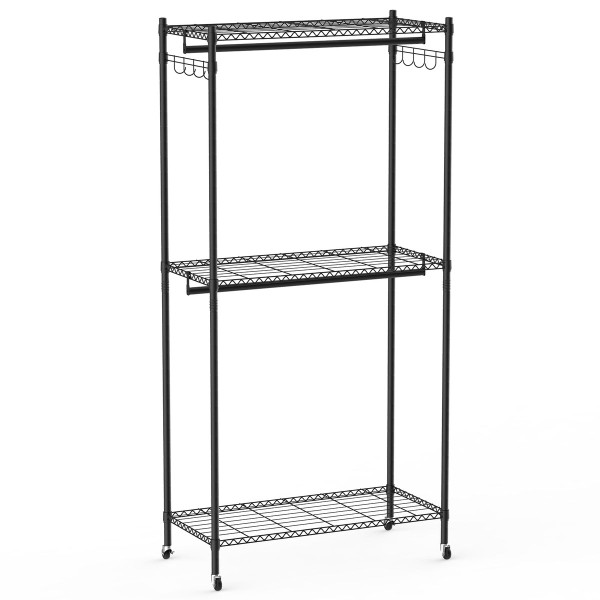 2-Tier Clothing Rack with Cover product image