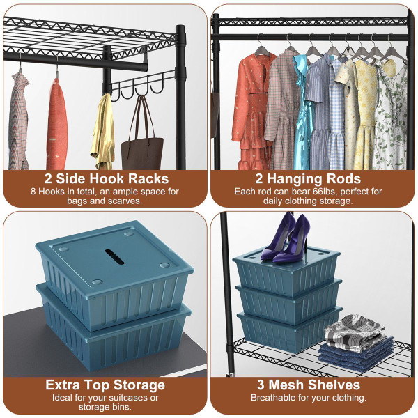 2-Tier Clothing Rack with Cover product image