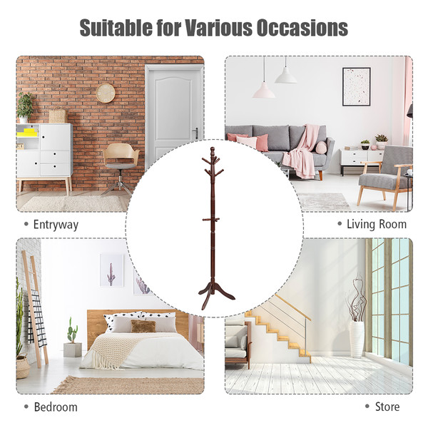 Height-Adjustable Entryway Coat Stand with 9 Hooks product image