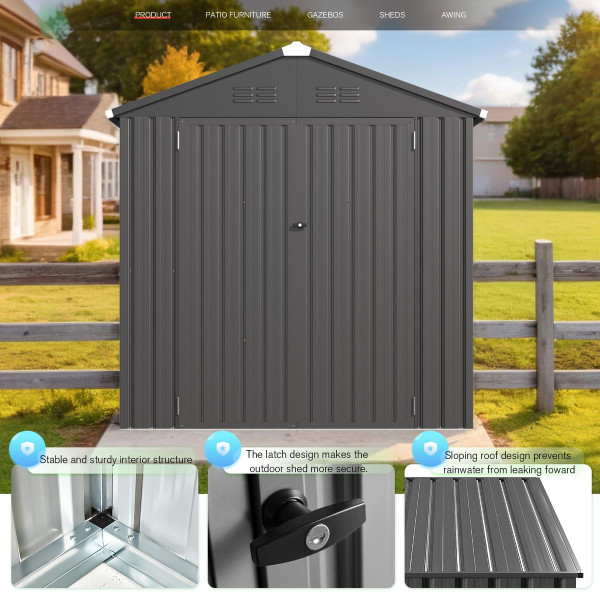 6' x 4' Metal Storage Shed with Lockable Doors product image