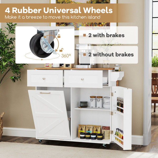 Rolling Kitchen Island Drop-Leaf Cart  product image