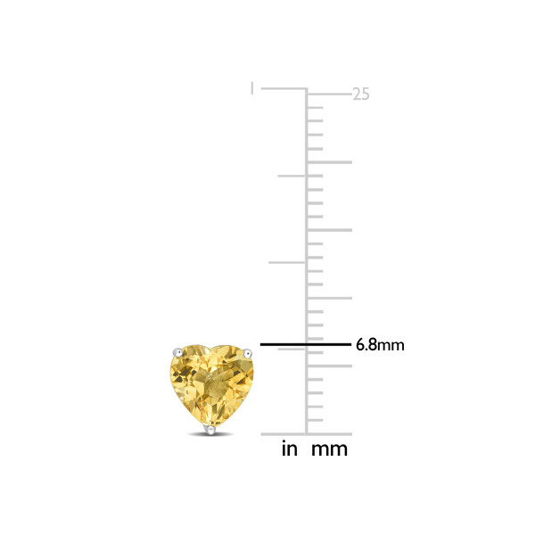 Citrine Heart-Shape Solitaire Stud Earrings in Sterling Silver product image