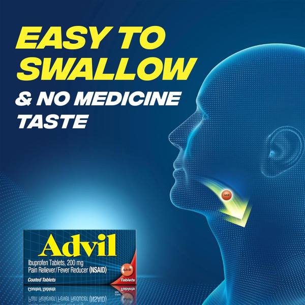 Advil Ibuprofen Coated Tablets, 200mg, 200 ct. (1 to 3-Pack) product image