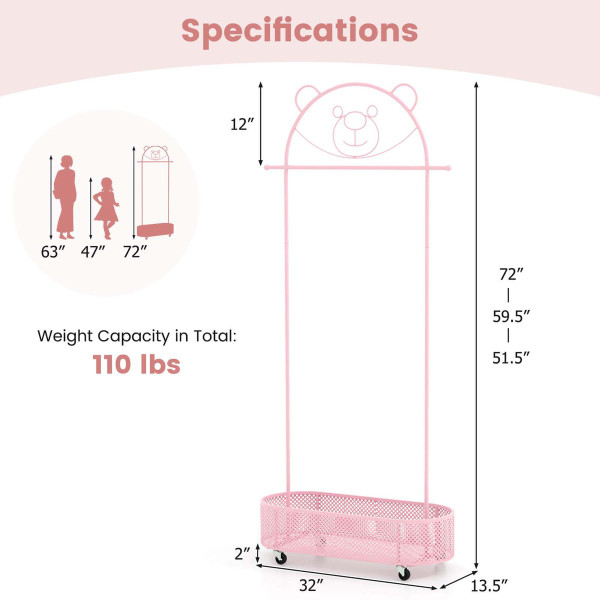 Kid Clothes Rack with 3 Adjustable Heights product image