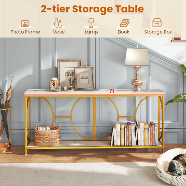 71" Faux Marble Top Console Table product image  71" Faux Marble Top Console Table product image