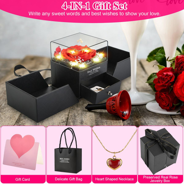 Eternal Rose with Adjustable Heart Necklace product image