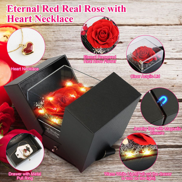 Eternal Rose with Adjustable Heart Necklace product image