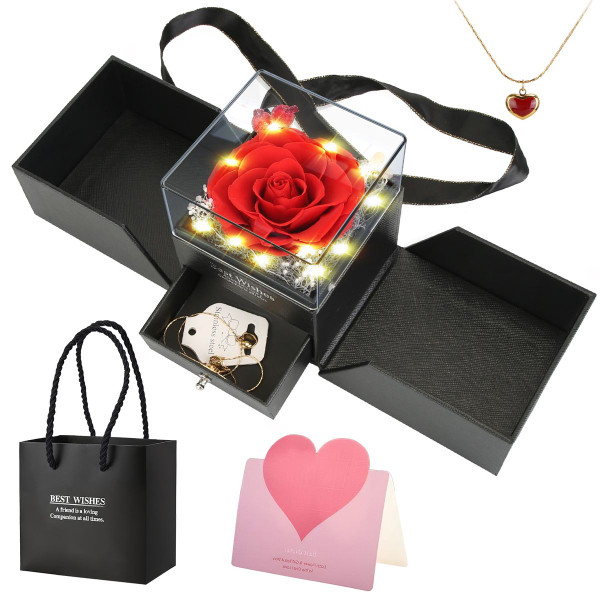 Eternal Rose with Adjustable Heart Necklace product image