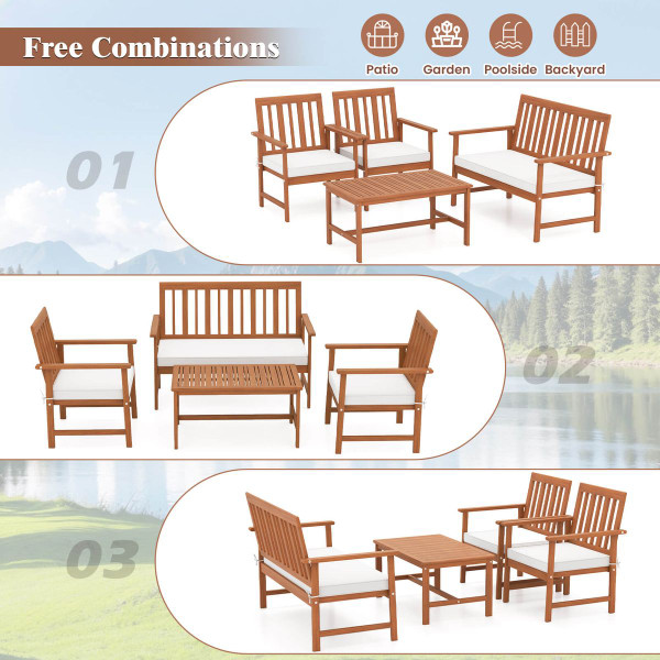 Acacia Wood Outdoor Furniture Set with Coffee Table  product image