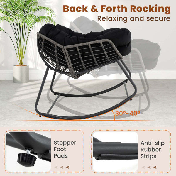 Oversized PE Wicker Patio Rocking Chair product image