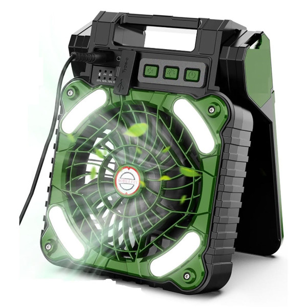 20,000mAh Rechargeable Solar Camping Fan with LED Lantern product image