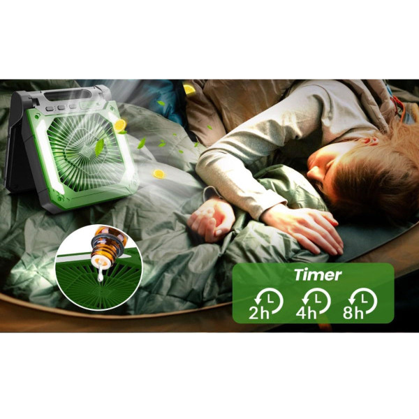 20,000mAh Rechargeable Solar Camping Fan with LED Lantern product image