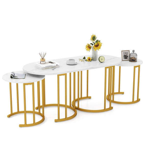 3-Piece Nesting Coffee Table Set with Faux Marble Tabletop  product image