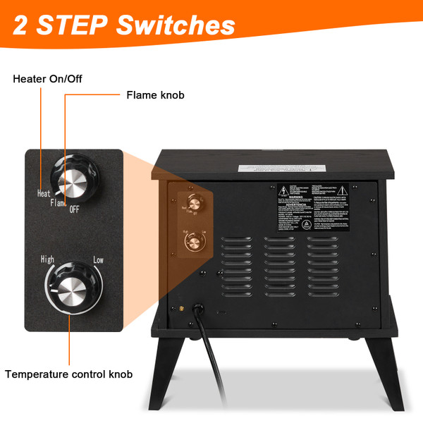 15-Inch Freestanding Wooden Fireplace Stove with 3D Realistic Flame product image