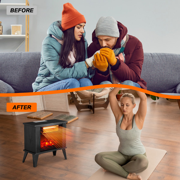15-Inch Freestanding Wooden Fireplace Stove with 3D Realistic Flame product image
