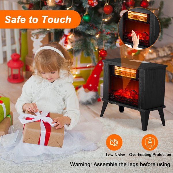 15-Inch Freestanding Wooden Fireplace Stove with 3D Realistic Flame product image