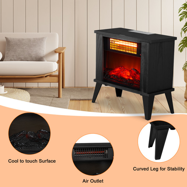 15-Inch Freestanding Wooden Fireplace Stove with 3D Realistic Flame product image