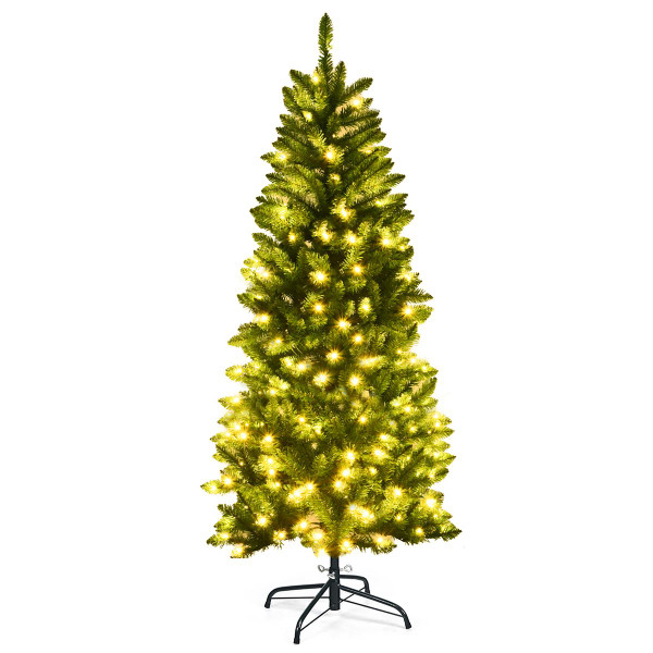 Pre-lit Hinged Artificial Pencil Christmas Tree (6- or 7-ft) product image
