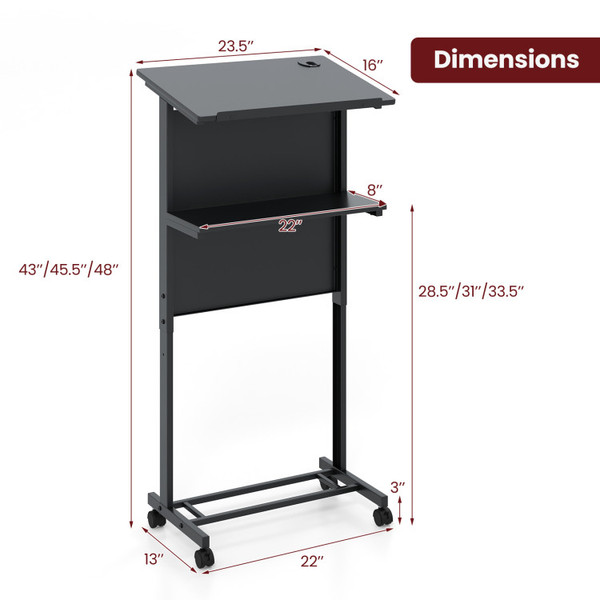 3-Position Height-Adjustable Lectern with Tilted Tabletop product image